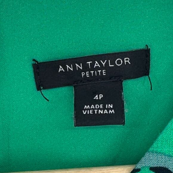 Ann Taylor Green Purple Floral Knee Length Dress Sz 4P Fairy Valentine Romantic - Picture 7 of 8